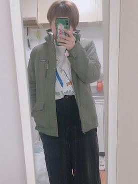 「patagonia（パタゴニア）の【棚終わり次第返却】Patagonia/パタゴニア Boys Infurno Jacket/ボーイズ インファーノジャケット（ブルゾン、グリーン系）」を使った、miinaamii!!さん（レディース）の秋コーディネート