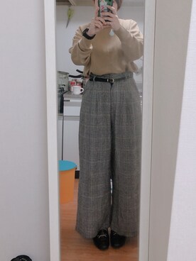 「RETRO GIRL（レトロガール）のアイテム（その他パンツ、グレー系）」を使った、miinaamii!!さん（レディース）の秋コーディネート