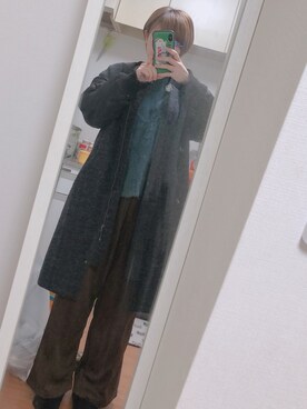 「w closet（ダブルクローゼット）のアイテム（ジャケット/アウター、ブラック系）」を使った、miinaamii!!さん（レディース）の冬コーディネート