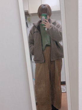 「niko and...（ニコアンド）のアイテム（ジャケット/アウター、ブラウン系）」を使った、miinaamii!!さん（レディース）の冬コーディネート