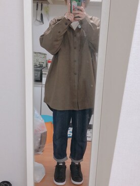 「niko and...（ニコアンド）のウーリッシュフラノCPOシャツ（シャツ/ブラウス）」を使った、miinaamii!!さん（レディース・157cm）の冬コーディネート