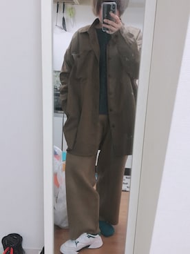 「niko and...（ニコアンド）のウーリッシュフラノCPOシャツ（シャツ/ブラウス）」を使った、miinaamii!!さん（レディース・156cm）の冬コーディネート