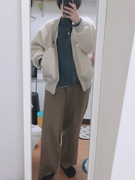 「w closet」｜「アイテム（ブルゾン）」を使った、miinaamii!!さん（レディース・156cm）の冬コーディネート