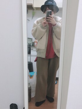 「w closet」｜「アイテム（ブルゾン）」を使った、miinaamii!!さん（レディース・157cm）の冬コーディネート