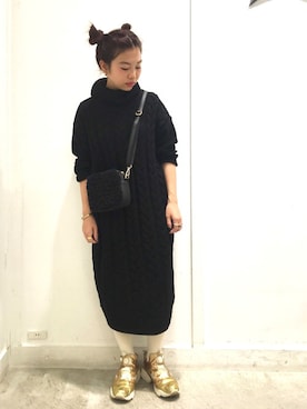 「アイテム（ワンピース/ドレス、ベージュ系）」を使った、イーハイフンワールドギャラリーさん（レディース・153cm）の冬コーディネート