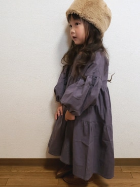 「y__nのアイテム（ワンピース、パープル系）」を使った、momoさん（キッズ・100cm）の秋コーディネート