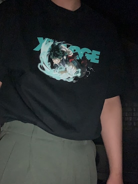 「XLARGE（エクストララージ）のアイテム（Tシャツ/カットソー、ブラック系）」を使った、ラムネさん（メンズ・178cm）の夏コーディネート