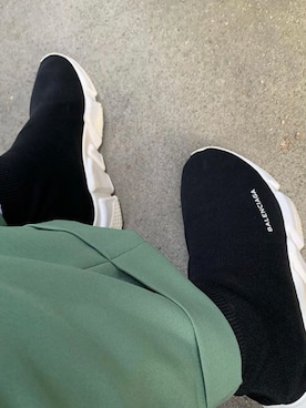 「KAIKO（カイコー）のKAIKO THE PREST（スラックス、グリーン系）」を使った、ラムネさん（メンズ・178cm）の夏コーディネート