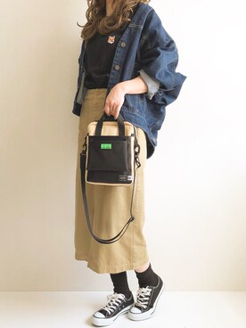 ハーフ 放送 火曜日 ベージュ デニム スカート コーデ Brado Jp