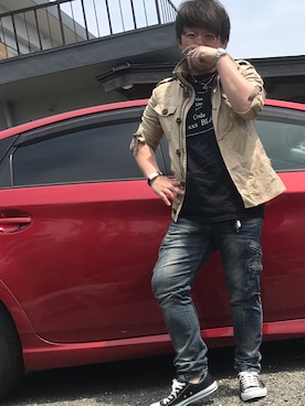 「GUILD PRIME（ギルドプライム）のアイテム（アクセサリー）」を使った、PANDAさん（メンズ・166cm）の春コーディネート