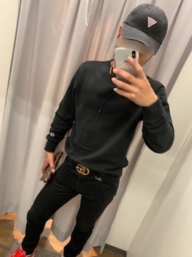 「Guess（ゲス）のアイテム（キャップ）」を使った、matyuさん（メンズ・173cm）の秋コーディネート