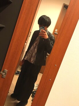 「リドム」｜「アイテム（ライダースジャケット）」を使った、ハイジさん（メンズ・167cm）の秋コーディネート