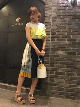 「GUILD PRIME（ギルドプライム）のアイテム（バッグ）」を使った、NARUMIさん（レディース・169cm）の春コーディネート