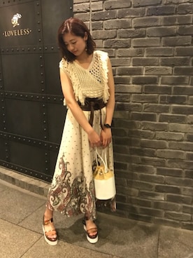 「Maison U（メゾン ユー）のアイテム」を使った、NARUMIさん（レディース・169cm）の夏コーディネート