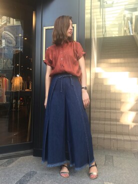 「Frei EA（フレイエア）のアイテム」を使った、NARUMIさん（レディース・169cm）の夏コーディネート