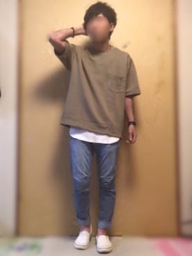 「ブレスレット」｜「アイテム（スリッポン）」を使った、shikataさん（メンズ・171cm）の春コーディネート