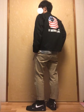 「A BATHING APE（アベイシングエイプ）のアイテム（ナイロンジャケット）」を使った、shikataさん（メンズ・170cm）の春コーディネート