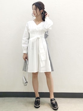「ウエストリボン」｜MERCURYDUOさん（レディース・158cm）の冬コーディネート