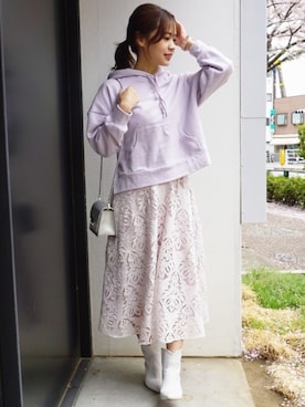 「MERCURYDUO（マーキュリーデュオ）のアイテム（パーカー）」を使った、MERCURYDUOさん（レディース・158cm）の秋コーディネート