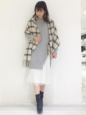 「グレーニット」｜「アイテム（ワンピース/ドレス）」を使った、MERCURYDUOさん（レディース・158cm）の秋コーディネート