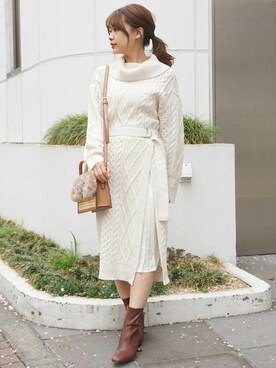 白ニットワンピ の人気ファッションコーディネート Wear