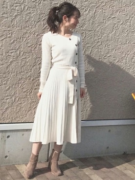「ウエストリボン」｜MERCURYDUOさん（レディース・158cm）の冬コーディネート