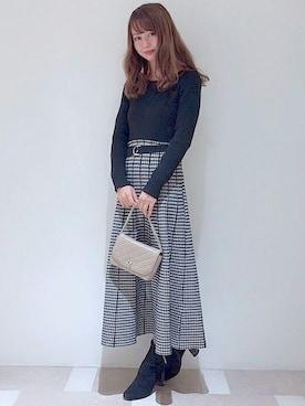 「フィットアンドフレア」｜MERCURYDUOさん（レディース・158cm）の冬コーディネート