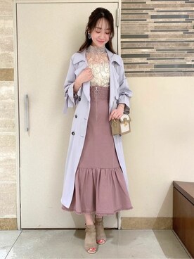 「レースブラウス」｜「アイテム（トレンチコート）」を使った、MERCURYDUOさん（レディース・158cm）の春コーディネート