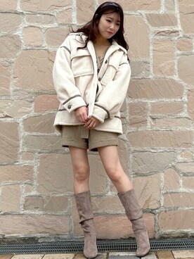 「MERCURYDUO（マーキュリーデュオ）のアイテム（その他アウター）」を使った、MERCURYDUOさん（レディース・158cm）の冬コーディネート