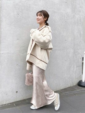 「MERCURYDUO（マーキュリーデュオ）のアイテム（その他アウター）」を使った、MERCURYDUOさん（レディース・158cm）の冬コーディネート