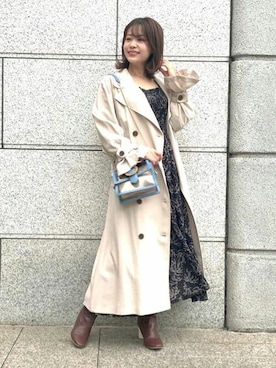 「MERCURYDUO（マーキュリーデュオ）のアイテム（トレンチコート）」を使った、MERCURYDUOさん（レディース・158cm）の冬コーディネート