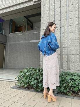 「MERCURYDUO（マーキュリーデュオ）のアイテム（デニムジャケット）」を使った、MERCURYDUOさん（レディース・158cm）の春コーディネート