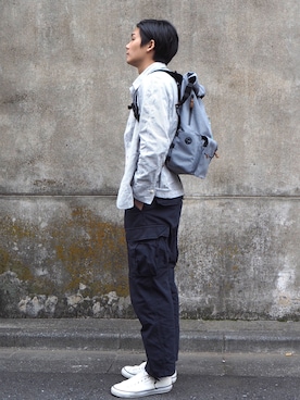 「アイテム（カバーオール、ホワイト系）」を使った、SASADYさん（メンズ・178cm）の春コーディネート