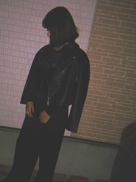 「MOUSSY（マウジー）のアイテム（ライダースジャケット）」を使った、おれんじじゅーすさん（レディース・163cm）の秋コーディネート