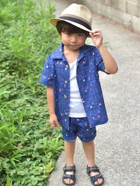 「アイテム（ハット）」を使った、soootaさん（キッズ・100cm）の夏コーディネート