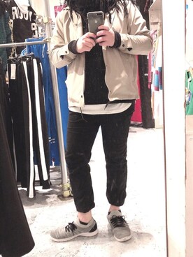 「GUコーデ」｜「アイテム（ナイロンジャケット）」を使った、HKRさん（メンズ・166cm）の春コーディネート