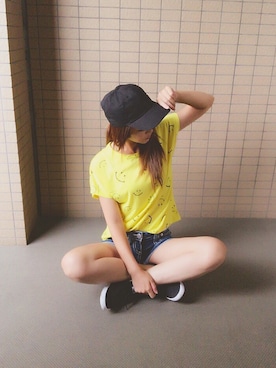「SMILEY（スマイリー）のアイテム」を使った、nanaさん（レディース・162cm）の夏コーディネート