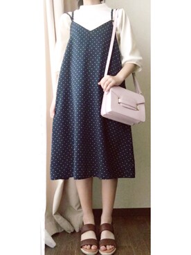 「positivaのアイテム（ワンピース、ブルー系）」を使った、はるさん（レディース・155cm）の夏コーディネート
