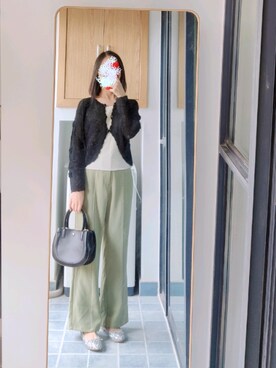 「日系极简」｜「アイテム（スラックス）」を使った、suwu_shuoさん（レディース・163cm）の春コーディネート