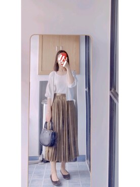 「日系极简」｜「アイテム（スカート）」を使った、suwu_shuoさん（レディース・164cm）の春コーディネート