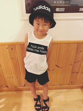 「F.O.KIDS（エフオーキッズ）のアイテム（タンクトップ）」を使った、コタ＋☻さん（キッズ・110cm）の夏コーディネート