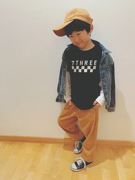 「デニム ジャケット」｜コタ＋☻さん（キッズ・120cm）の秋コーディネート