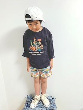 「Rodeo Crowns KIDS（ロデオクラウンズ　キッズ）のアイテム」を使った、コタ＋☻さん（キッズ・130cm）の春コーディネート