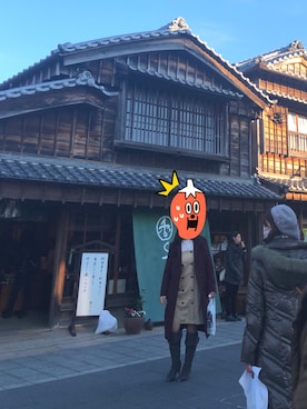 「アイテム（カバーオール、レッド系）」を使った、イチ５３🍓さん（レディース・169cm）の冬コーディネート