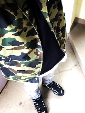 「Bape」｜「アイテム（ナイロンジャケット）」を使った、ちゃぴおさん（メンズ・169cm）の秋コーディネート