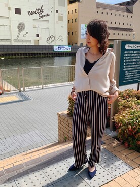 「UNIQLO（ユニクロ）のアイテム（タンクトップ、ブルー系）」を使った、yayonimu84さん（レディース・159cm）の夏コーディネート