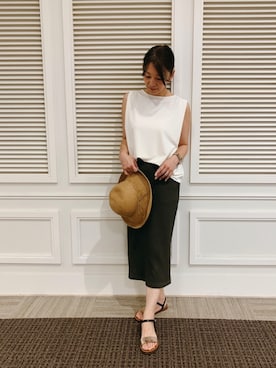 「UNIQLO（ユニクロ）のアイテム（タンクトップ、ホワイト系）」を使った、yayonimu84さん（レディース・159cm）の夏コーディネート