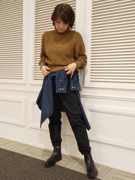 「UNIQLO（ユニクロ）のアイテム（ニット/セーター、ブラウン系）」を使った、yayonimu84さん（レディース・159cm）の秋コーディネート
