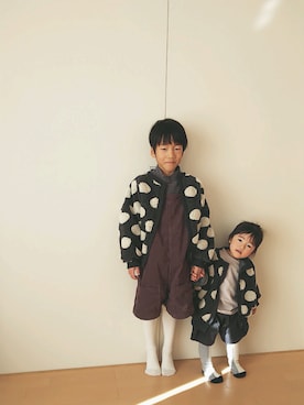 「Ocean&Ground（オーシャン&グラウンド）のアイテム（オールインワン・サロペット）」を使った、はるの風 さん（キッズ・110cm）の冬コーディネート