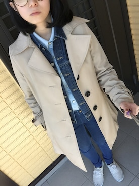 「UNIQLO（ユニクロ）のアイテム（デニムジャケット）」を使った、つるさん（レディース・160cm）の冬コーディネート